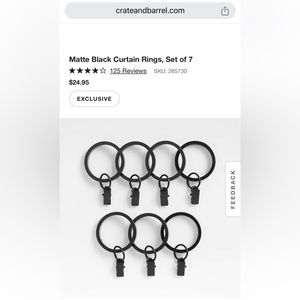 Crate and barrel curtain clips. NEW